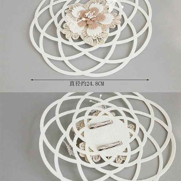 Vintage Light Beige Flower Lattice Hat Clip - Picture 6 of 6